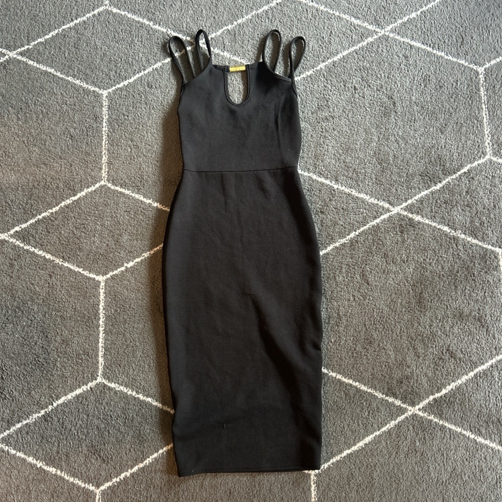 Macy's Black Midi Dress with Unique Straps